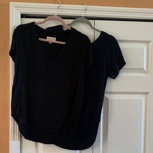 Cloth & Stone Women's Classic Black And Blue Short Sleeve V-neck Tees (Bundle)